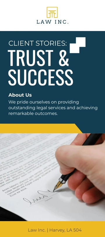 Free Law Firm Client Testimonials Rack Card Template to Edit Online