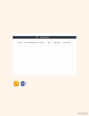 Phone Log Sample Template