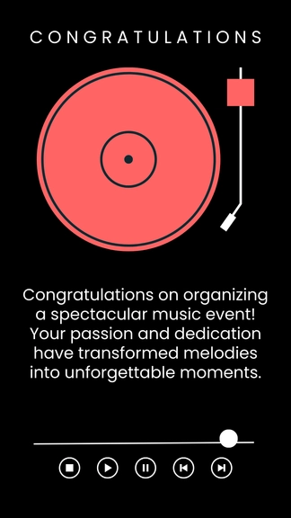 Free Congratulations Music Event Instagram Card to Edit Online