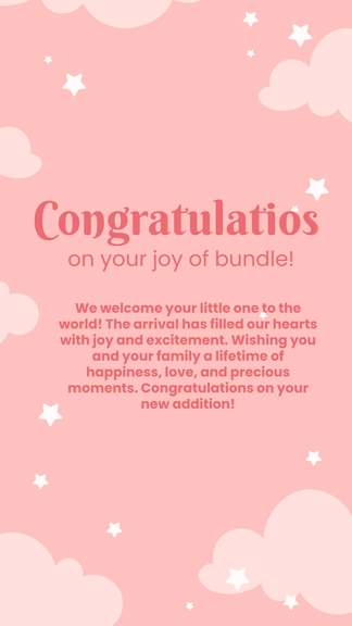 Free Baby Shower Congratulations Flat Card to Edit Online