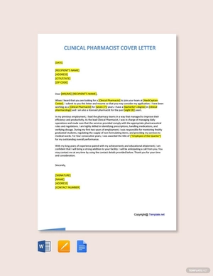 Clinical Pharmacist Cover Letter