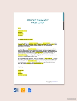 Assistant Pharmacist Cover Letter Assistant Pharmacist Cover Letter