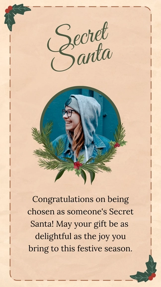 Free Secret Santa Congratulations Gift Card to Edit Online