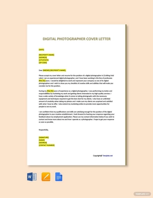 Digital Photographer Cover Letter