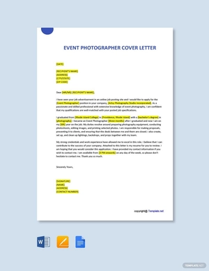 Event Photographer Cover Letter
