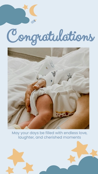 Free New Born Baby Congratulations Card to Edit Online