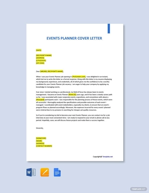 Events Planner Cover Letter