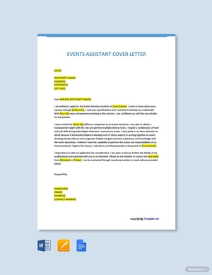 Events Assistant Cover Letter