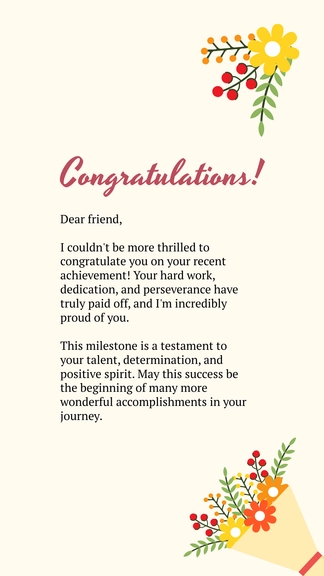 Free Congratulations card for friend Template to Edit Online
