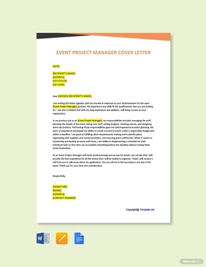 Event Project Manager Cover Letter