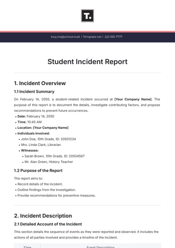 Free Student Incident Report Template to Edit Online
