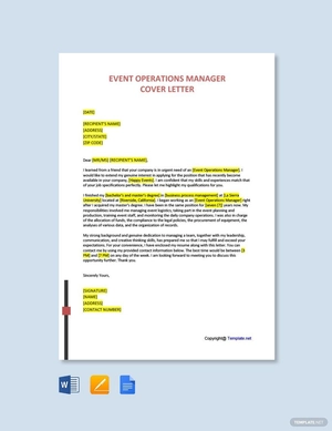 Event Operations Manager Cover Letter