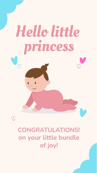 Free Congratulations for Baby Girl Card to Edit Online