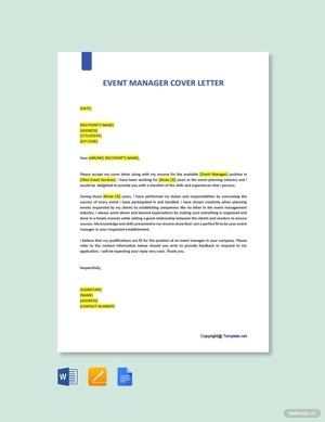 Event Manager Cover Letter