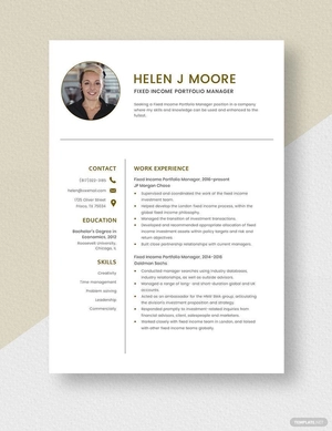Fixed Income Portfolio Manager Resume