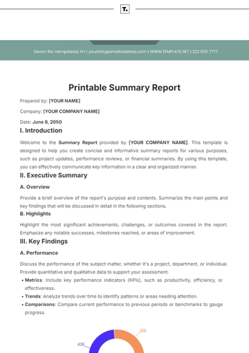 Free Printable Summary Report Template to Edit Online