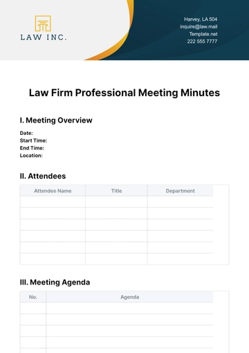 Free Law Firm Professional Meeting Minutes Template to Edit Online