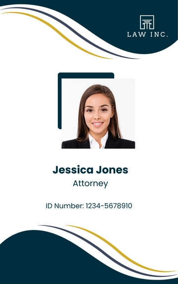 Free Law Firm Corporate Counsel ID Card Template to Edit Online