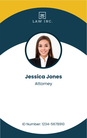 Free Law Firm Litigation Attorney ID Card Template to Edit Online