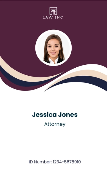 Free Law Firm Real Estate Attorney ID Card Template to Edit Online