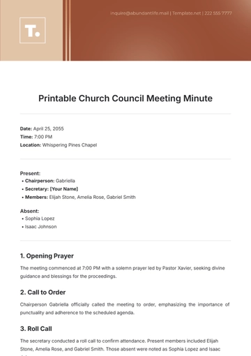 Free Printable Church Council Meeting Minute Template to Edit Online