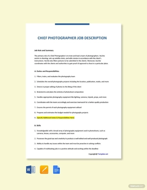 Chief Photographer Job Description