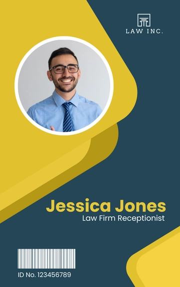 Free Law Firm Receptionist ID Card Template to Edit Online