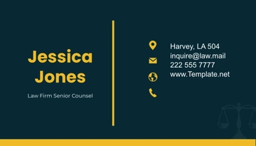 Free Law Firm Senior Counsel Business Card Template to Edit Online