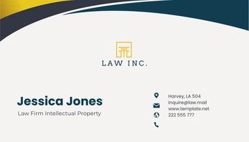 Free Law Firm Intellectual Property Lawyer Business Card Template to Edit Online