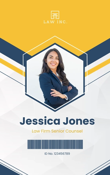 Free Law Firm Senior Counsel ID Card Template to Edit Online