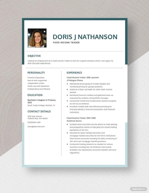 Fixed Income Trader Resume