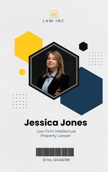 Free Law Firm Intellectual Property Lawyer ID Card Template to Edit Online