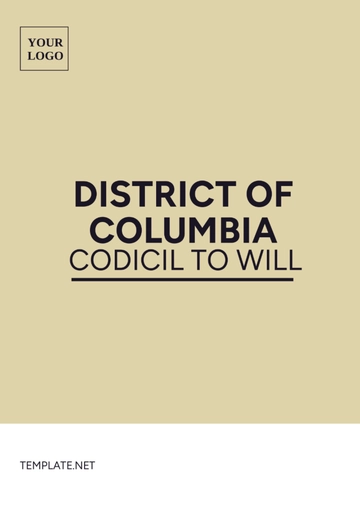 Free District of Columbia Codicil to Will Template to Edit Online
