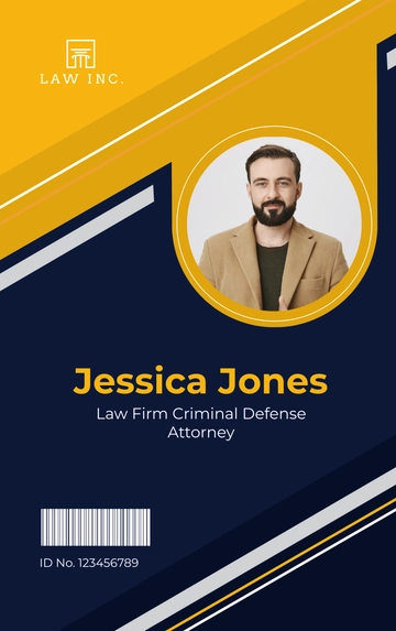 Free Law Firm Criminal Defense Attorney ID Card Template to Edit Online