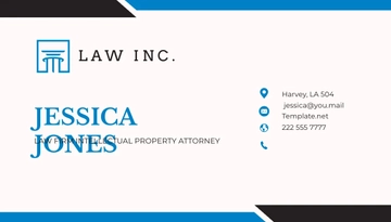 Free Law Firm Intellectual Property Attorney Business Card Template to Edit Online