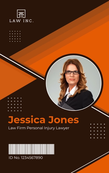 Free Law Firm Personal Injury Lawyer ID Card Template to Edit Online
