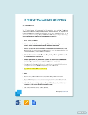 IT Product Manager Job Description Template