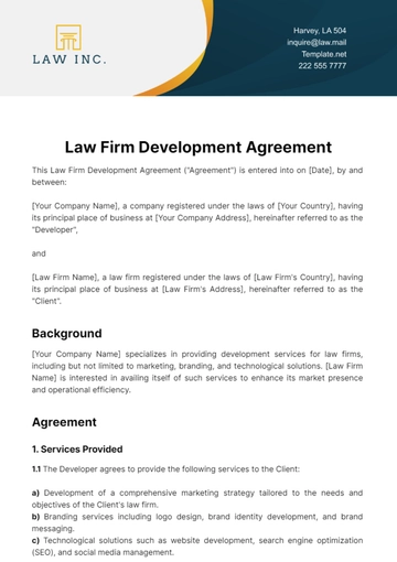 Free Law Firm Development Agreement Template to Edit Online