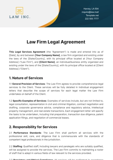 Free Law Firm Legal Agreement Template to Edit Online