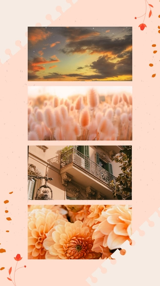 Free Peach Aesthetic Wall Collage Template to Edit Online