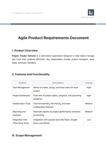Free Agile Product Requirements Document Template to Edit Online | Template.net