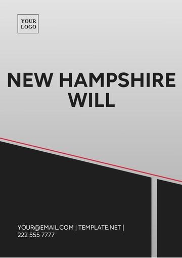 Free New Hampshire Will Template to Edit Online