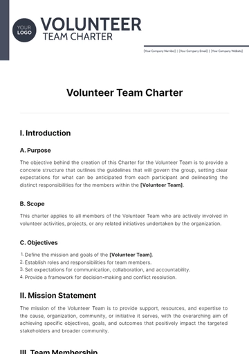 Free Volunteer Team Charter Template to Edit Online