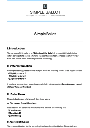 Free Simple Ballot Template to Edit Online