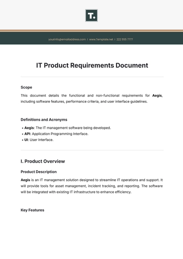 Free IT Product Requirements Document Template to Edit Online | Template.net