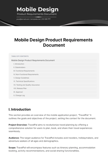 Free Mobile Design Product Requirements Document Template to Edit Online