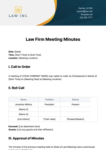 Free Law Firm Legal Meeting Minutes Template to Edit Online