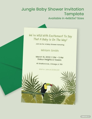Jungle Theme Baby Shower Invitation Template