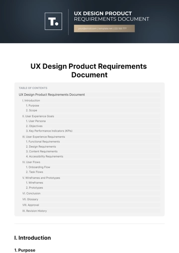 Free UX Design Product Requirements Document Template to Edit Online