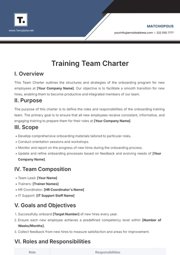 Free Training Team Charter Template to Edit Online
